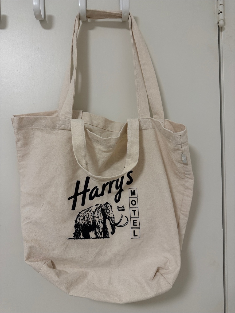 Harry's of London Cream Canvas Tote with Black Mammoth Print